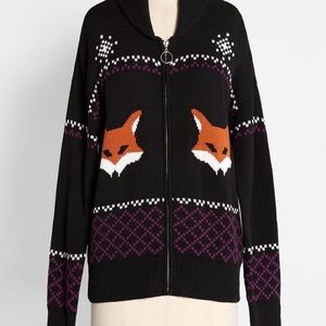 ModCloth No Fox Given  Zip Cardigan Sweater Women’s Plus size 3X